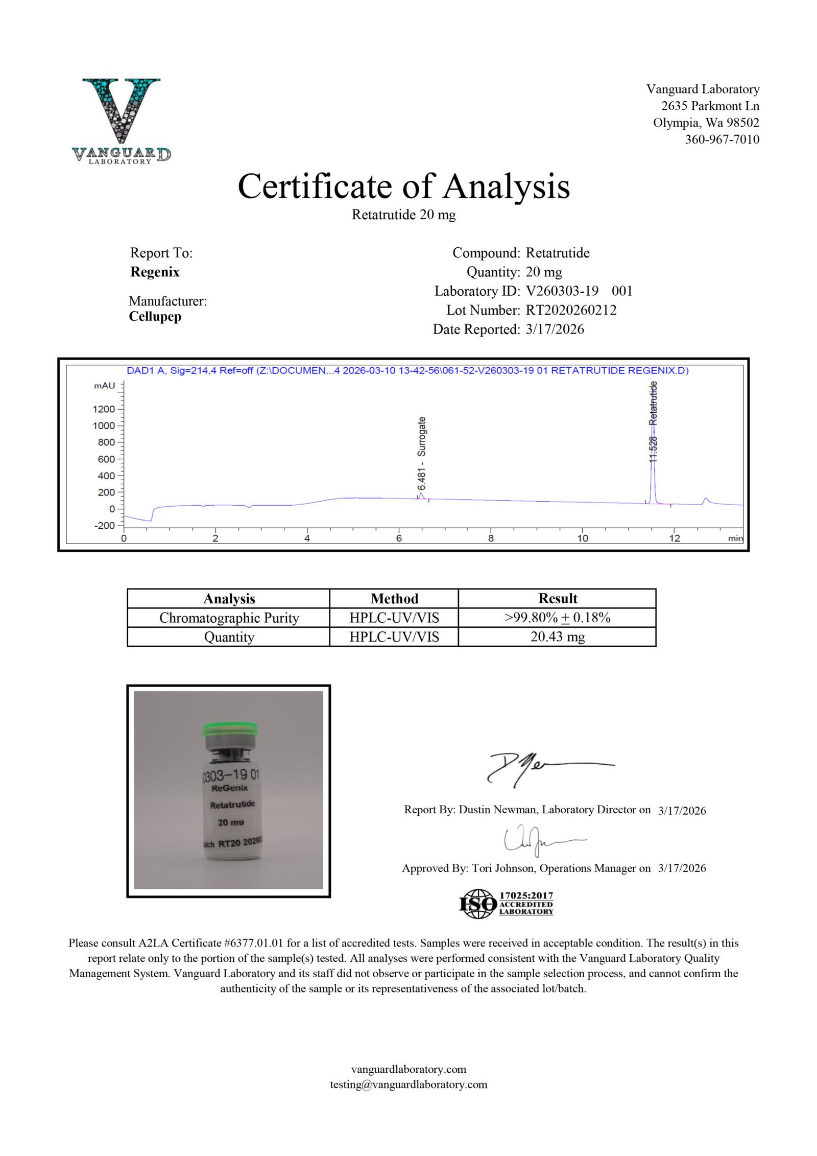 Certificate of analysis 2