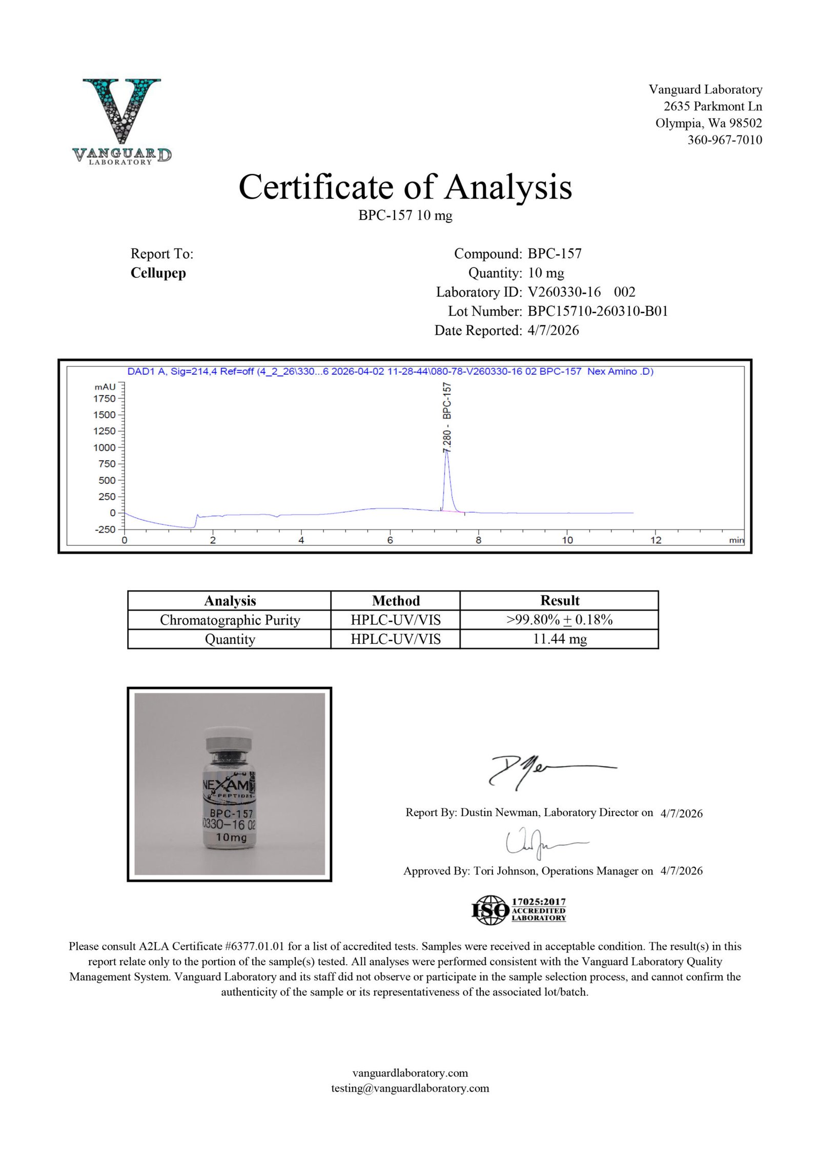 Certificate of analysis 4
