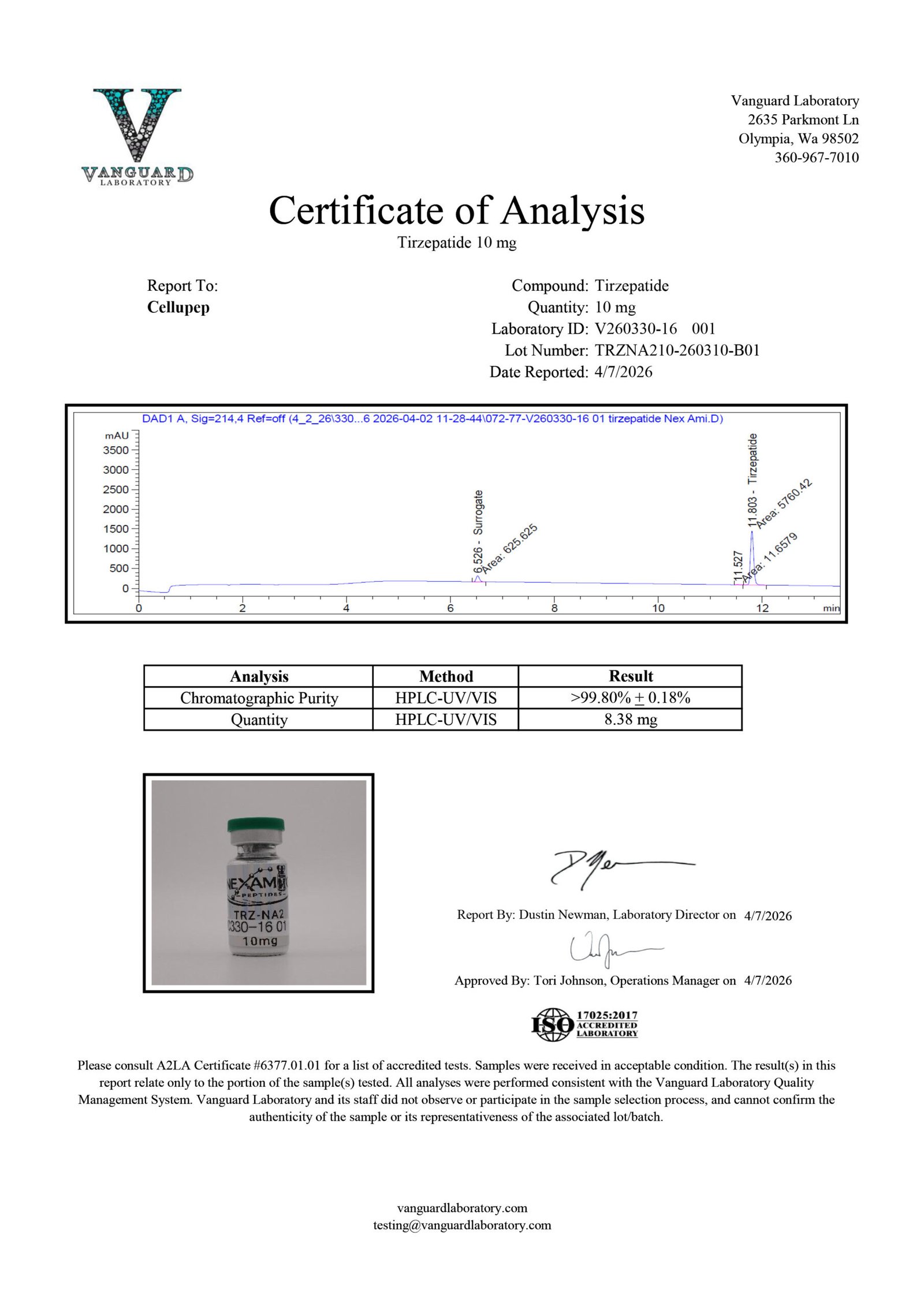 Certificate of analysis 7